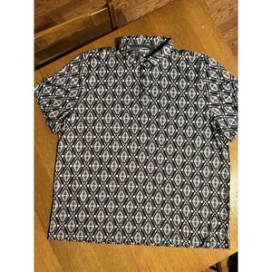 XXL Aztec Geometric Polo‎ Shirt Performance Stretch Southwest Print Golf Casual
